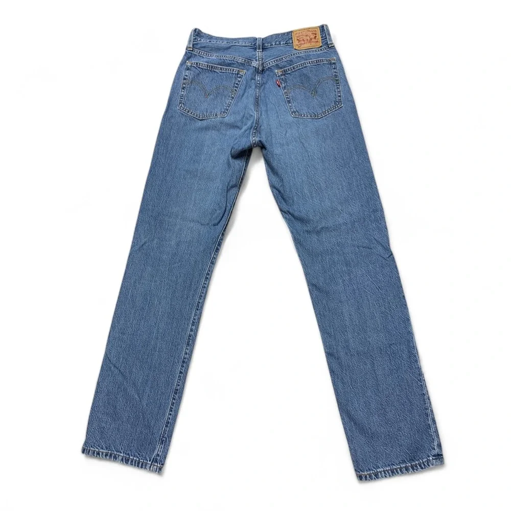 Levi's 501 90s Straight Leg Jeans Mens 27x30 Light Wash Distressed Button‎ Fly